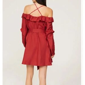 Marissa Webb • Linen Ruffle Off The Shoulder Dress